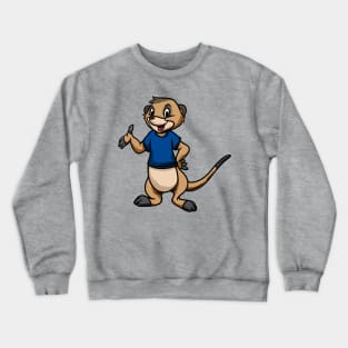 Cute Anthropomorphic Human-like Cartoon Character Meerkat in Clothes Crewneck Sweatshirt